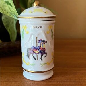 Lenox Porcelain Carousel Horse Onion Jar with Gold Trim